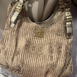 Coach Madison pleated gold metallic hobo shoulder purse
